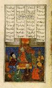 unknow artist Iskander Meets with the Sages,from the Khamsa of Nizami oil painting on canvas